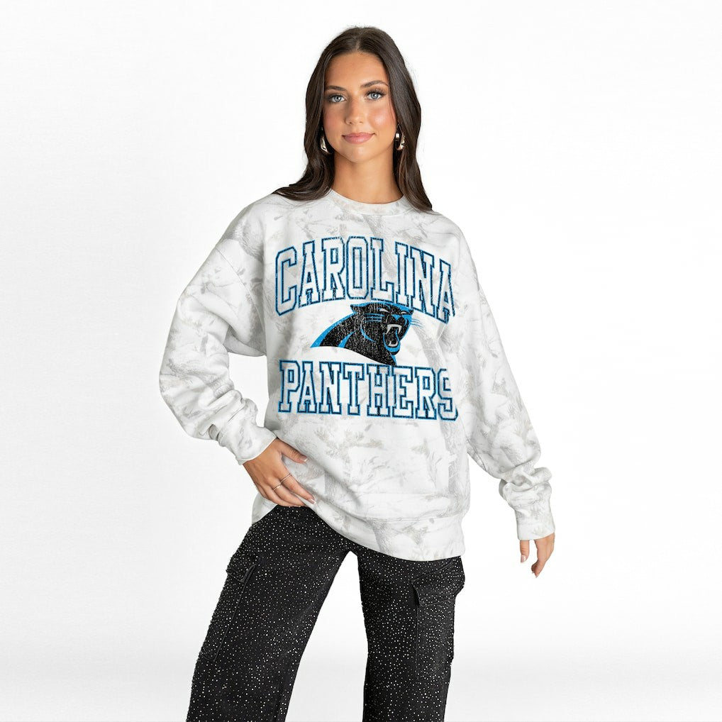 NFL Carolina Panthers Gameday Couture Women's Whiteout Oversized Premium Fleece Sweatshirt