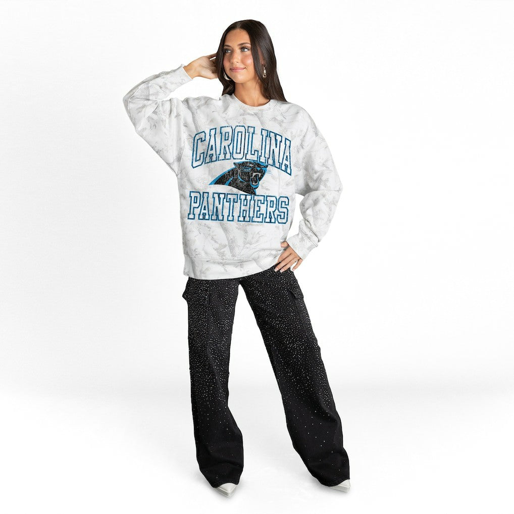NFL Carolina Panthers Gameday Couture Women's Whiteout Oversized Premium Fleece Sweatshirt