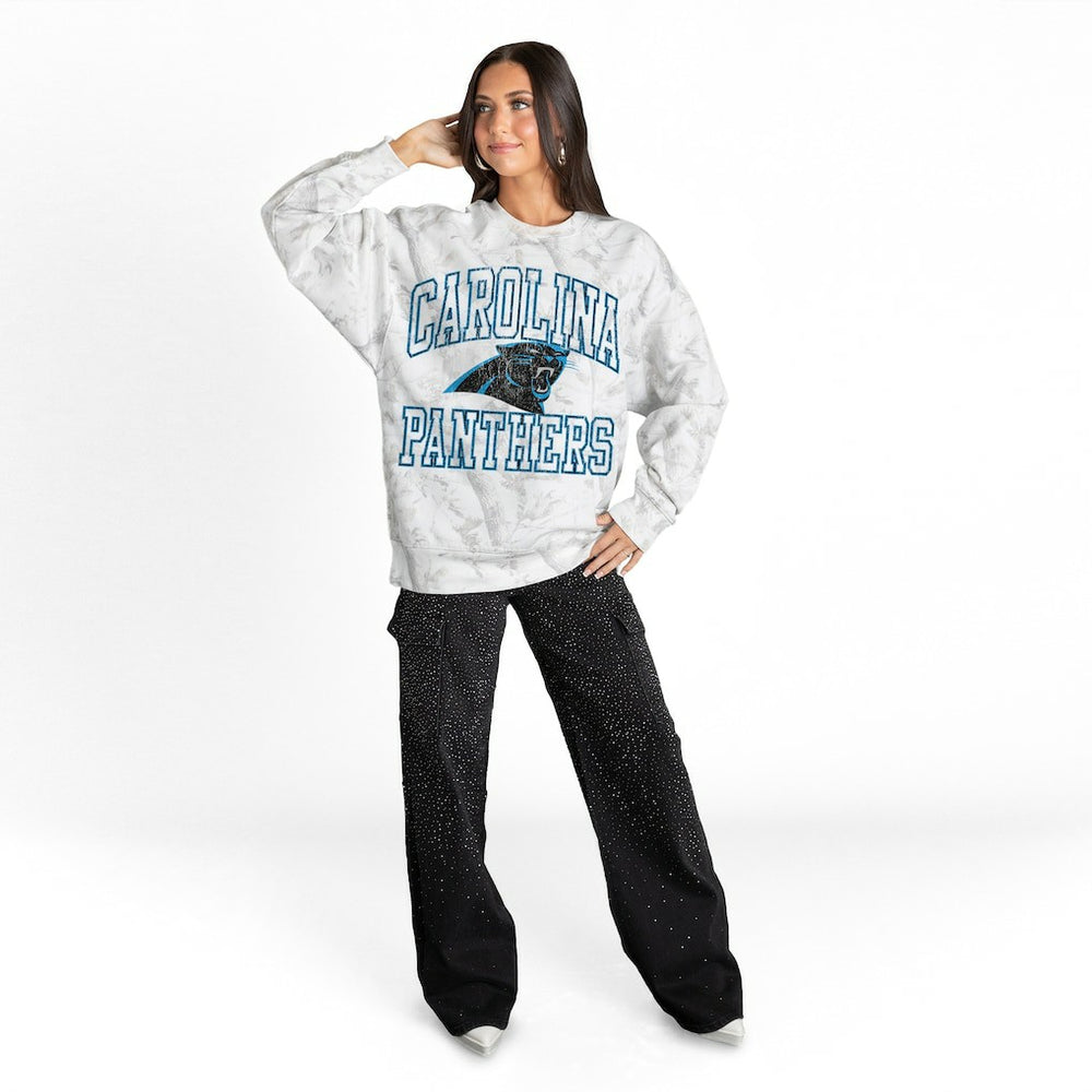 NFL Carolina Panthers Gameday Couture Women's Whiteout Oversized Premium Fleece Sweatshirt