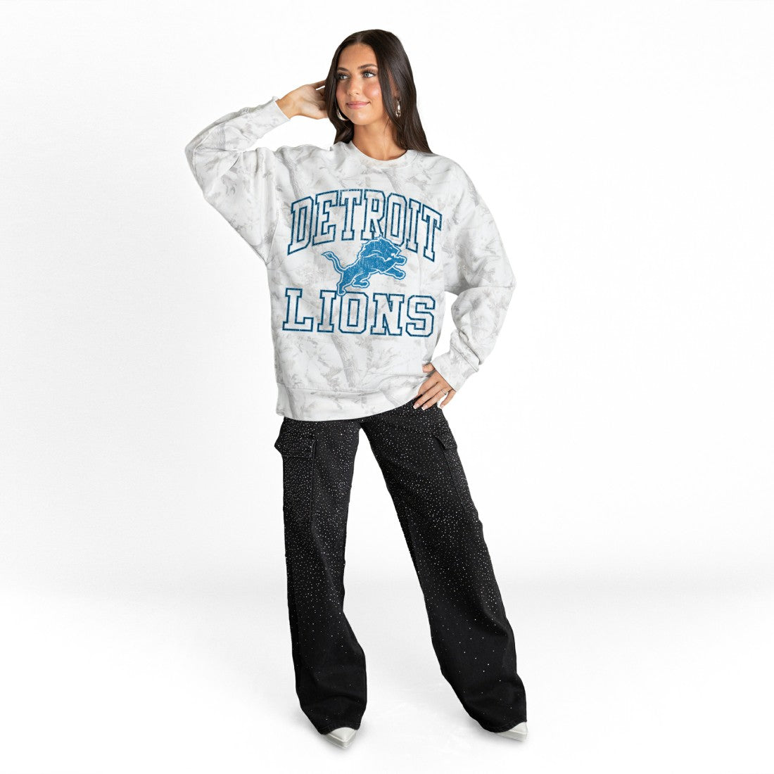 NFL Detroit Lions Gameday Couture Women's Whiteout Oversized Premium Fleece Sweatshirt