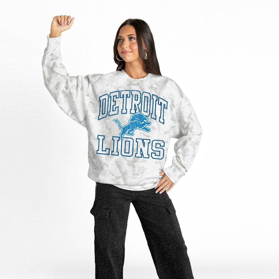 NFL Detroit Lions Gameday Couture Women's Whiteout Oversized Premium Fleece Sweatshirt