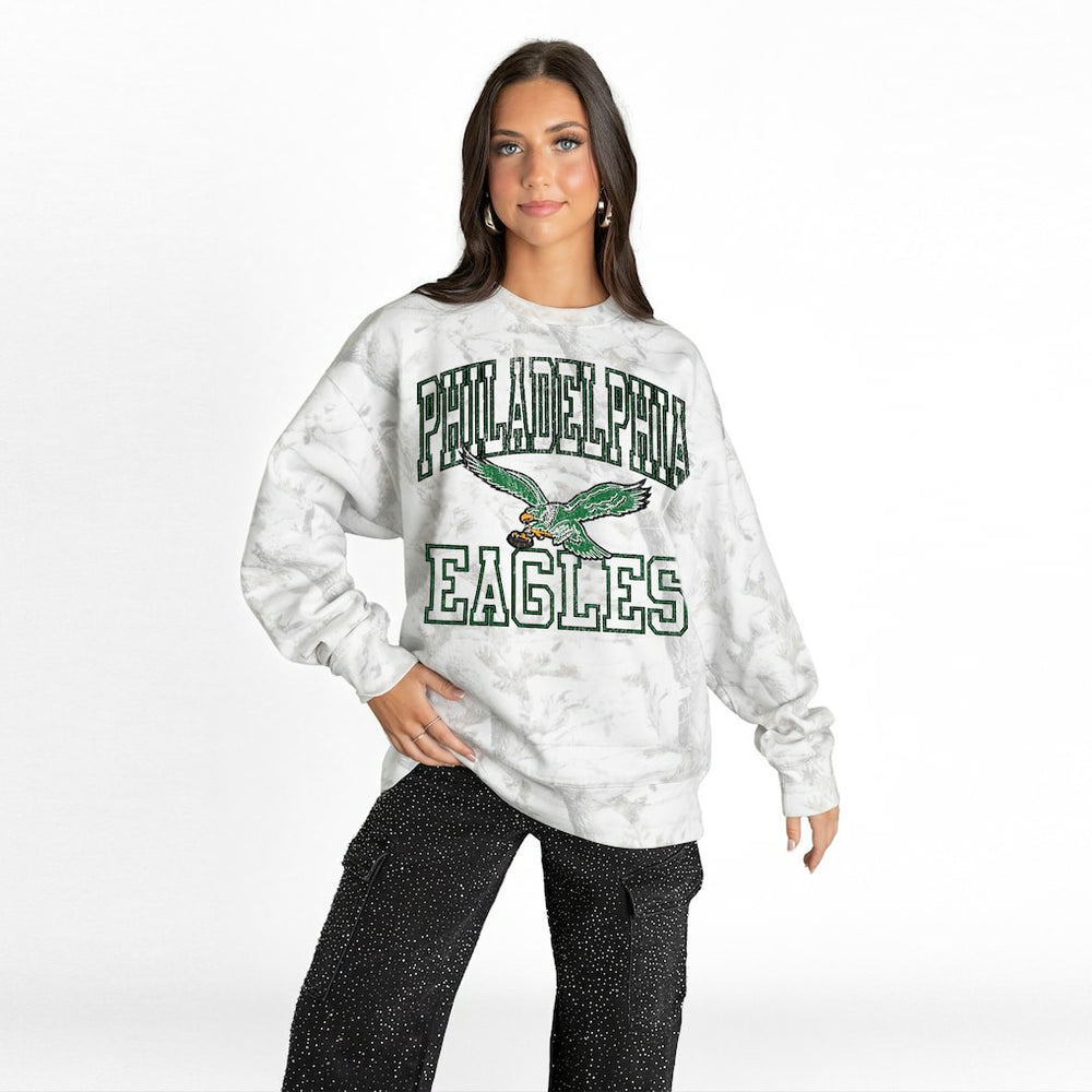 NFL Philadelphia Eagles Gameday Couture Women's Whiteout Oversized Premium Fleece Sweatshirt