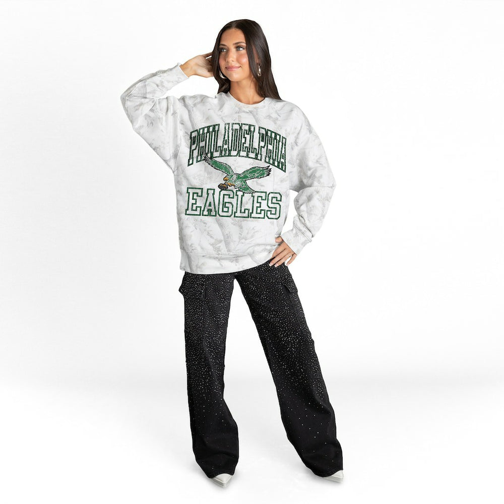 NFL Philadelphia Eagles Gameday Couture Women's Whiteout Oversized Premium Fleece Sweatshirt