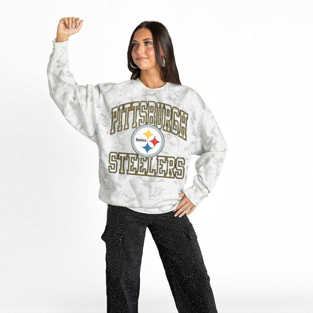 NFL Pittsburgh Steelers Gameday Couture Women's Whiteout Oversized Premium Fleece Sweatshirt