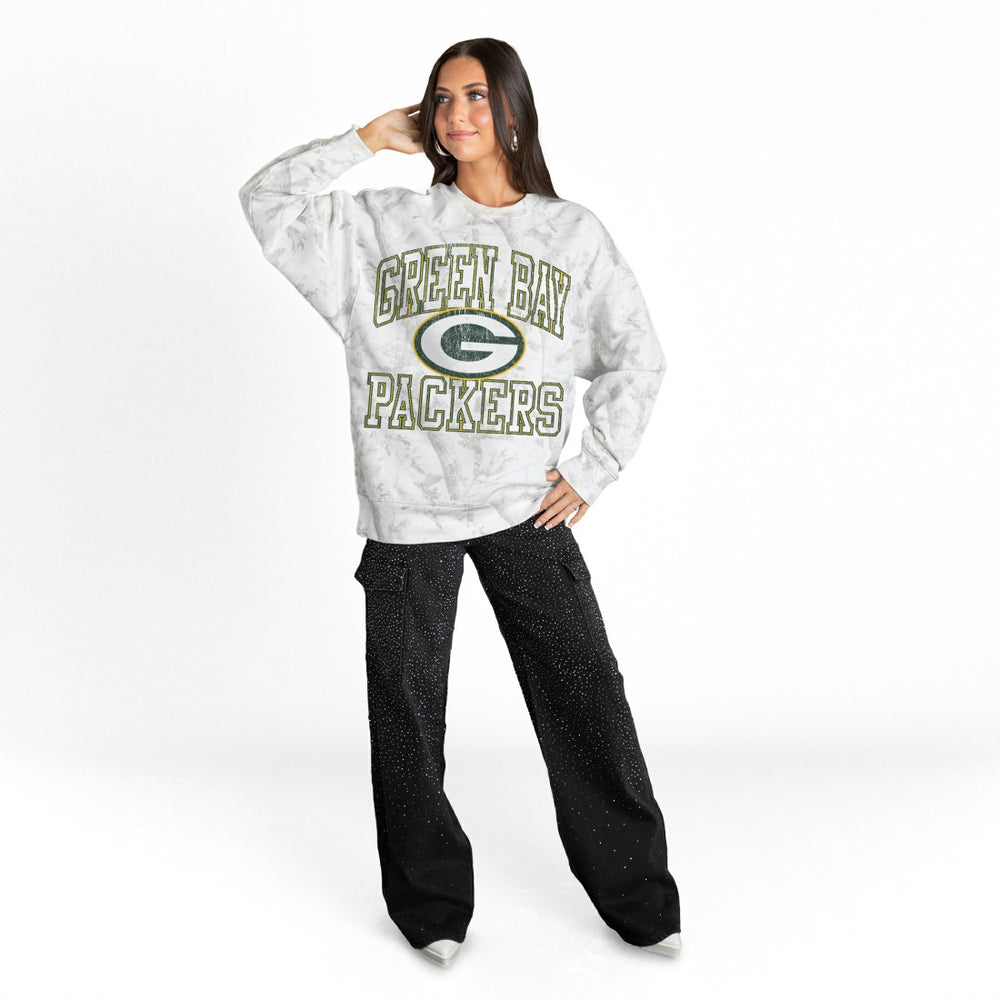 NFL Green Bay Packers Gameday Couture Women's Whiteout Oversized Premium Fleece Sweatshirt