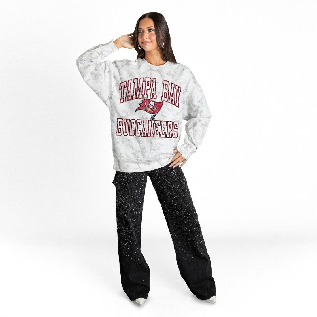 NFL Tampa Bay Buccaneers Gameday Couture Women's Whiteout Oversized Premium Fleece Sweatshirt