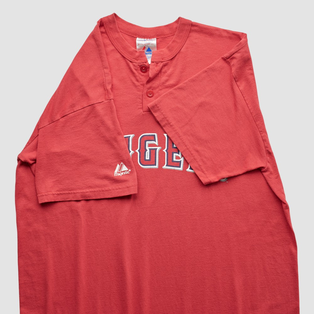 Los Angeles Angels Majestic 2000s T-Shirt - Red Vintage