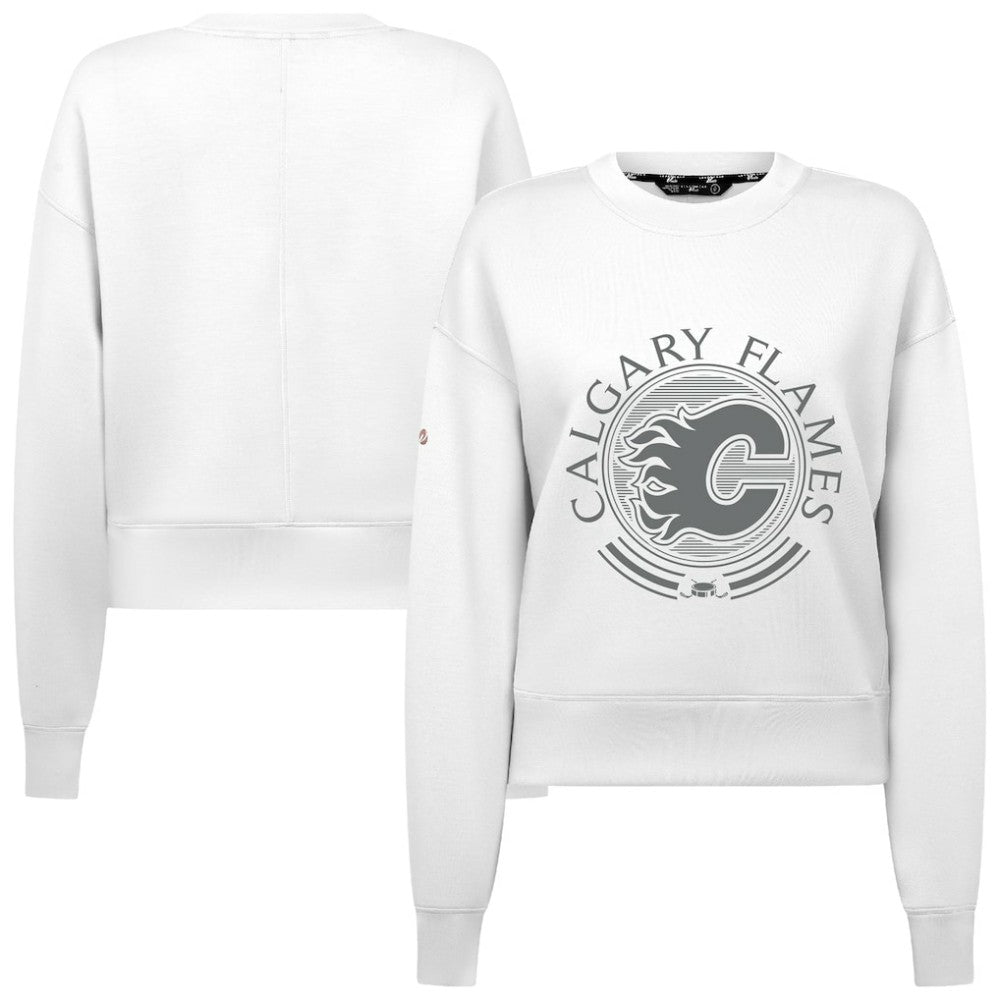 Calgary Flames Levelwear Women's Slate & Snow Sponge Tri-Blend Sweatshirt