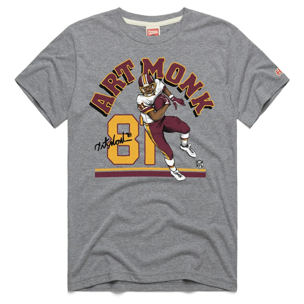 NFL Washington Commanders Art Monk  Homage Unisex Retired Player Classic Illustration Tri-Blend T-Shirt