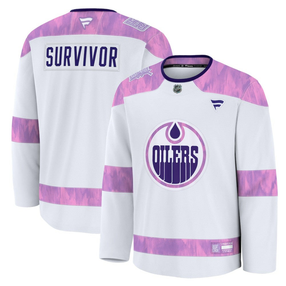 Edmonton Oilers Fanatics Hockey Fights Cancer Survivor Practice Jersey
