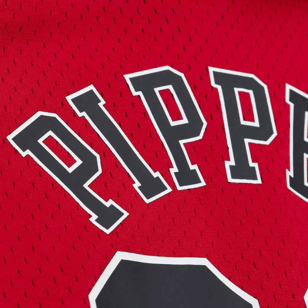 Scottie Pippen Chicago Bulls Mesh Name & Number Short Sleeve Hoodie sale - Red | Mitchell & Ness for sale