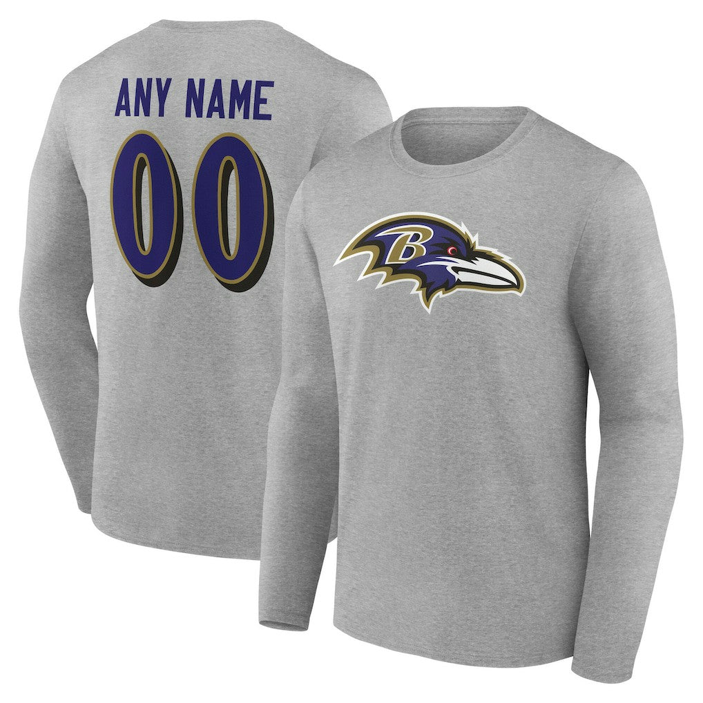 NFL Baltimore Ravens Team Authentic Personalized Name & Number Long Sleeve T-Shirt