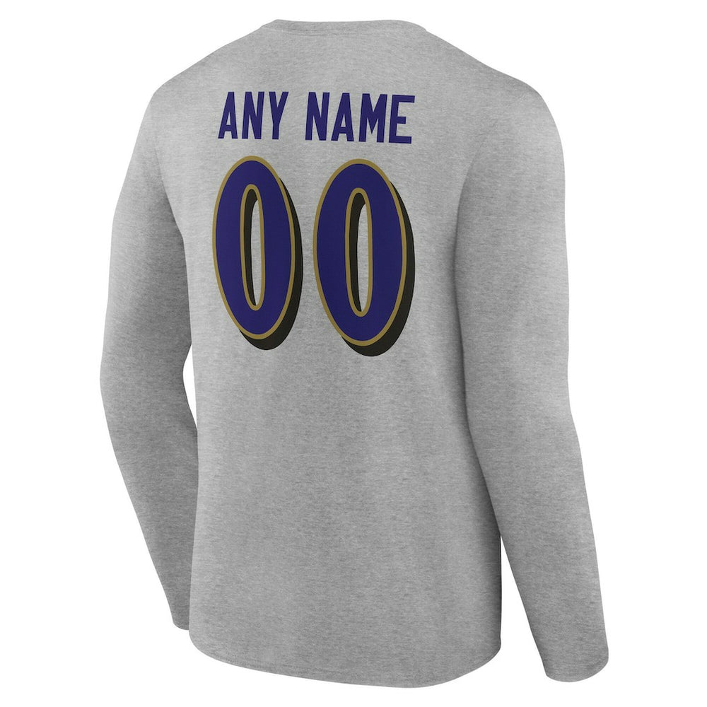 NFL Baltimore Ravens Team Authentic Personalized Name & Number Long Sleeve T-Shirt