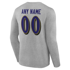 NFL Baltimore Ravens Team Authentic Personalized Name & Number Long Sleeve T-Shirt