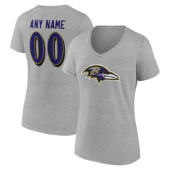 NFL Baltimore Ravens Women's Team Authentic Personalized Name & Number V-Neck T-Shirt
