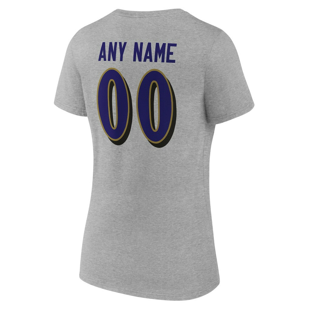 NFL Baltimore Ravens Women's Team Authentic Personalized Name & Number V-Neck T-Shirt