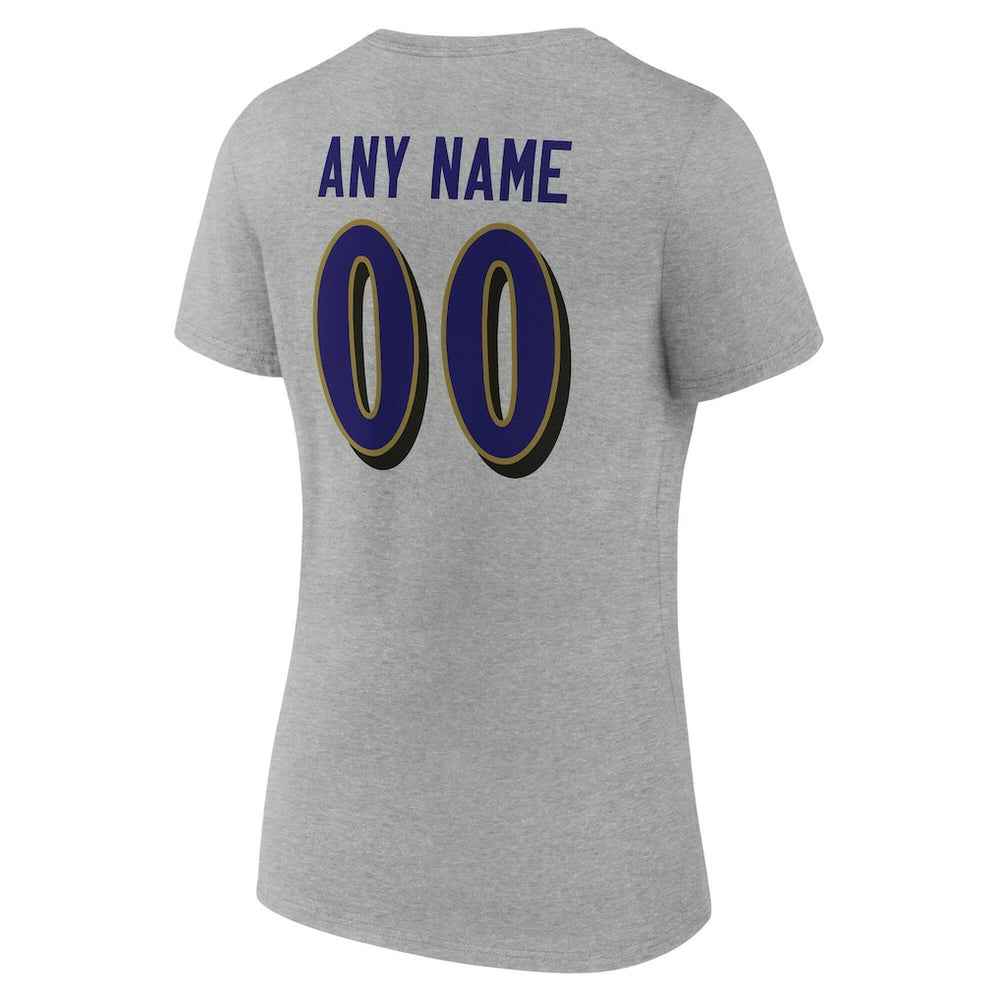 NFL Baltimore Ravens Women's Team Authentic Personalized Name & Number V-Neck T-Shirt