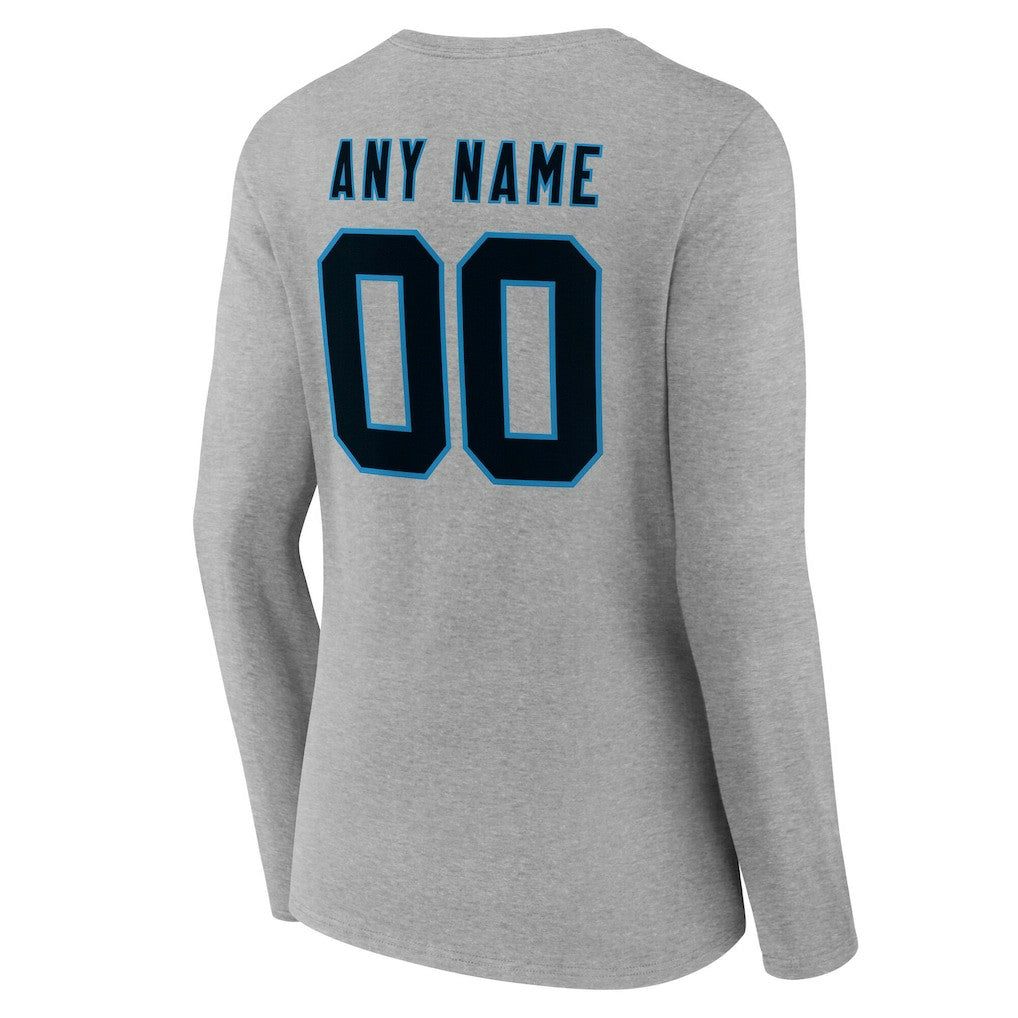 NFL Carolina Panthers Women's Team Authentic Personalized Name & Number Long Sleeve V-Neck T-Shirt