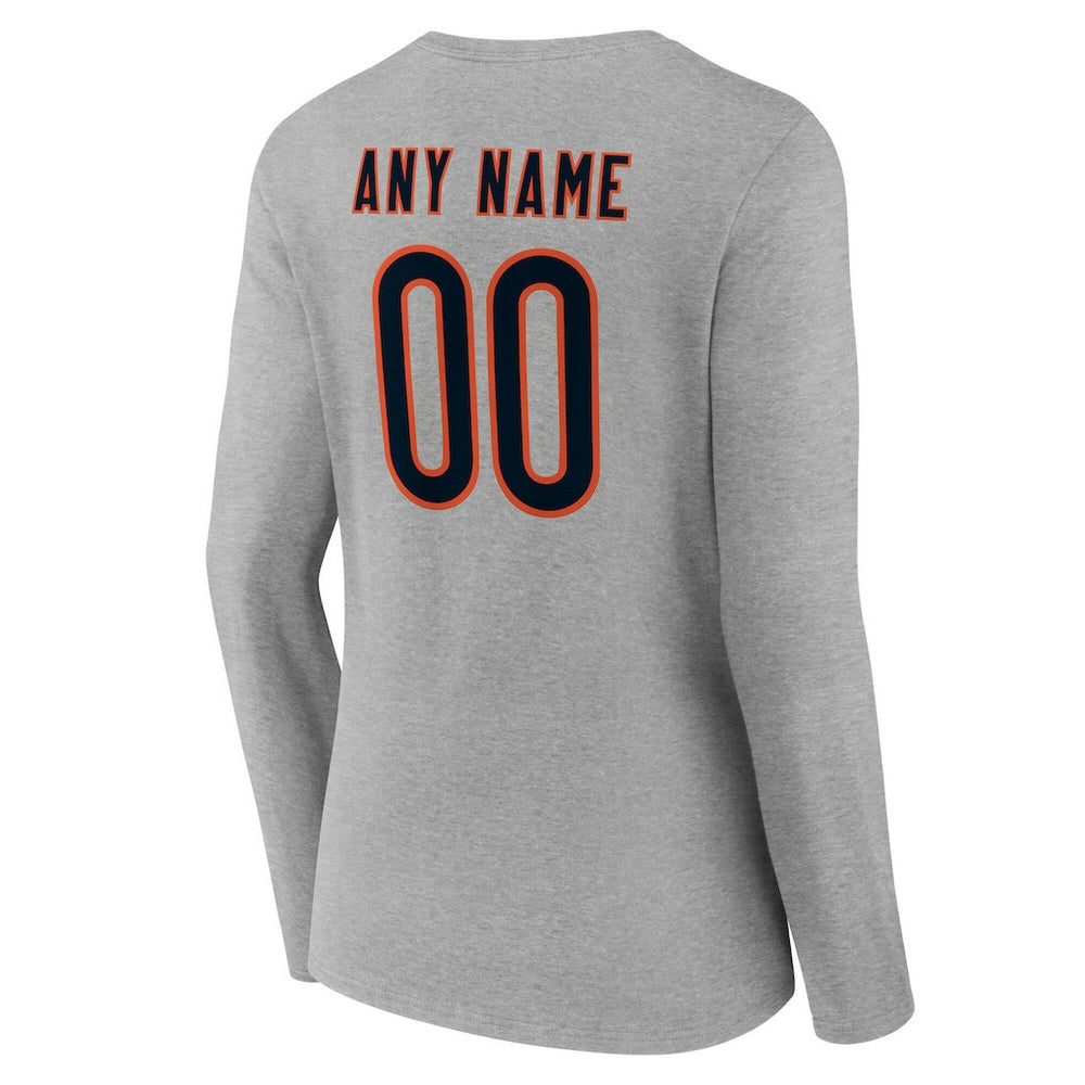 NFL Chicago Bears Women's Team Authentic Personalized Name & Number Long Sleeve V-Neck T-Shirt