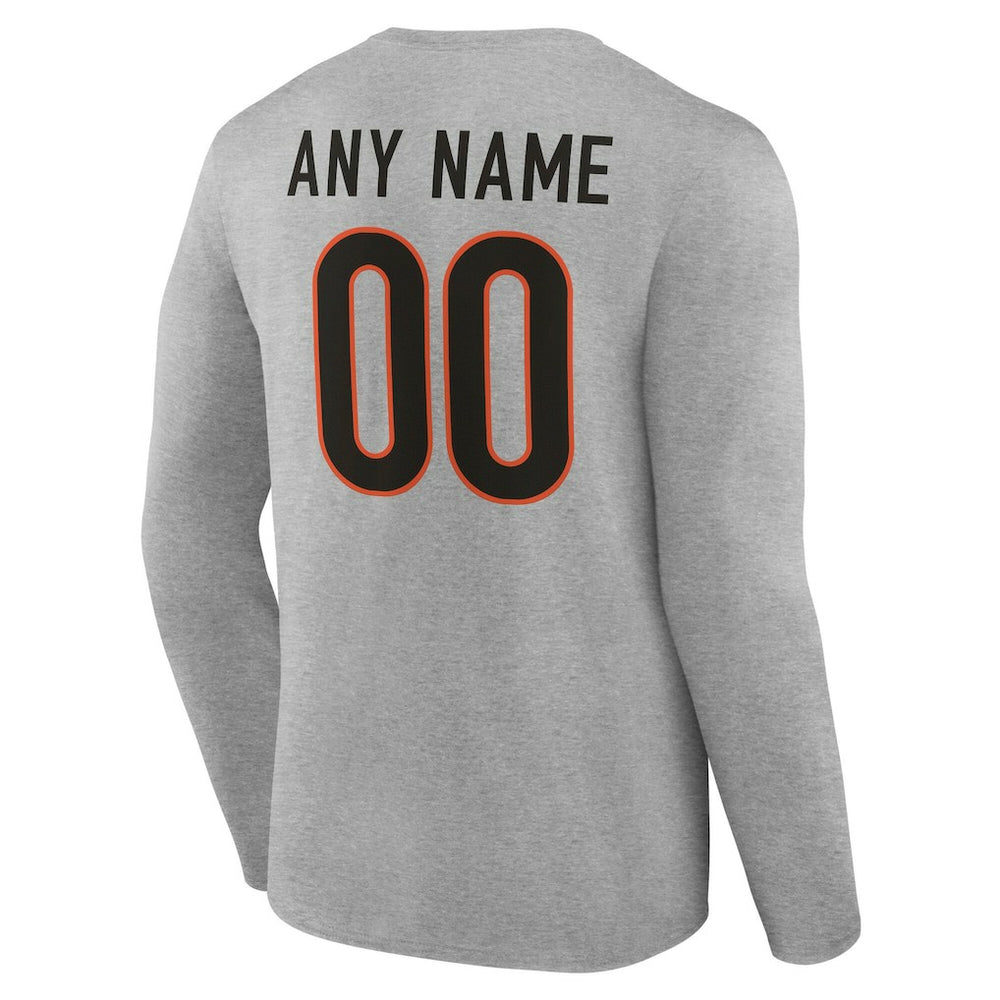 NFL Cincinnati Bengals Team Authentic Personalized Name & Number Long Sleeve T-Shirt