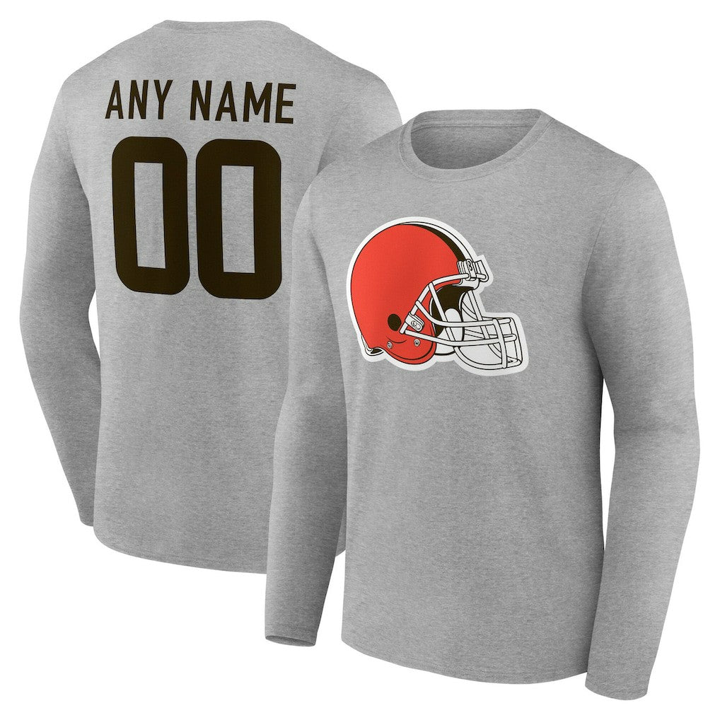 NFL Cleveland Browns Team Authentic Personalized Name & Number Long Sleeve T-Shirt