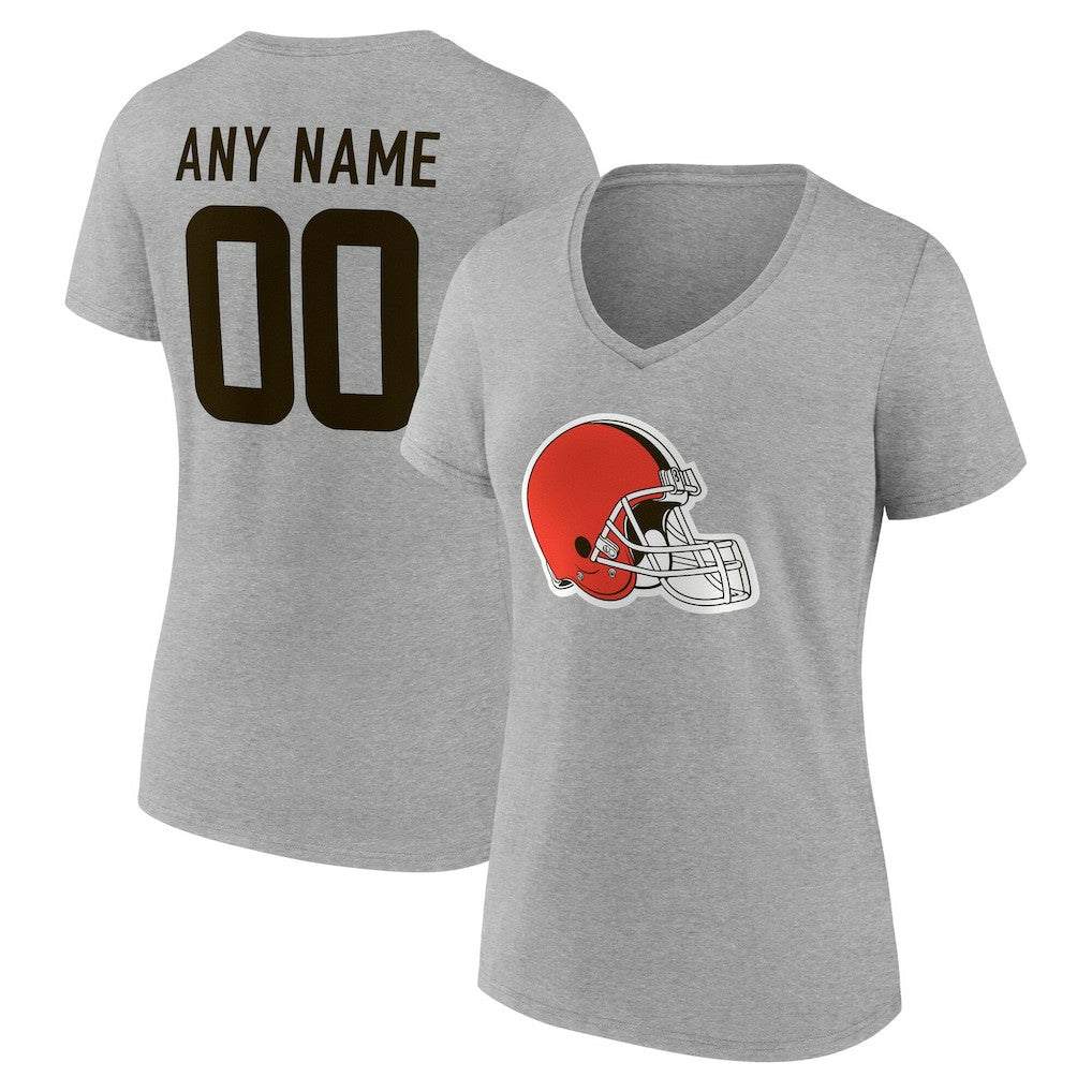 NFL Cleveland Browns Women's Team Authentic Personalized Name & Number V-Neck T-Shirt