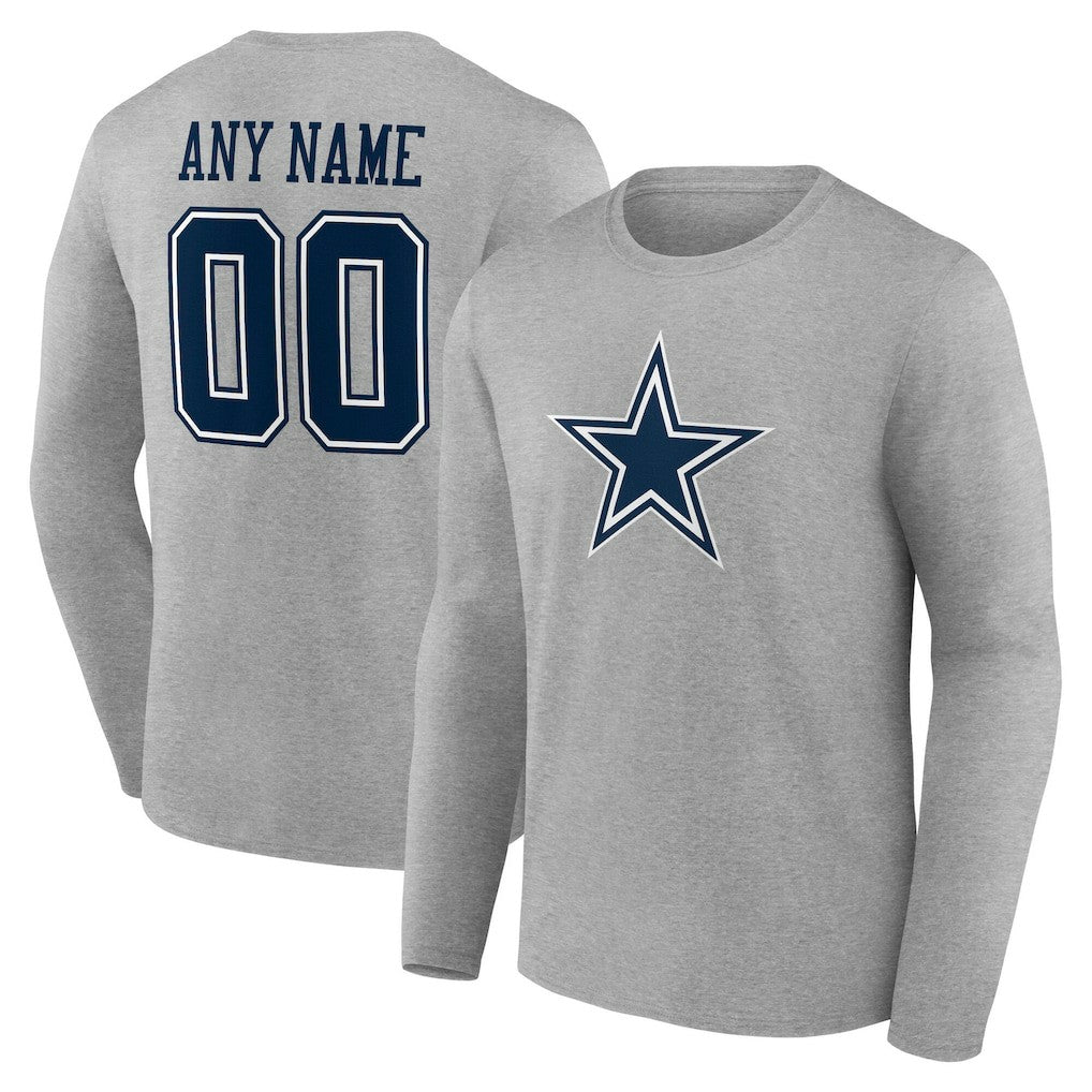NFL Dallas Cowboys Team Authentic Personalized Name & Number Long Sleeve T-Shirt