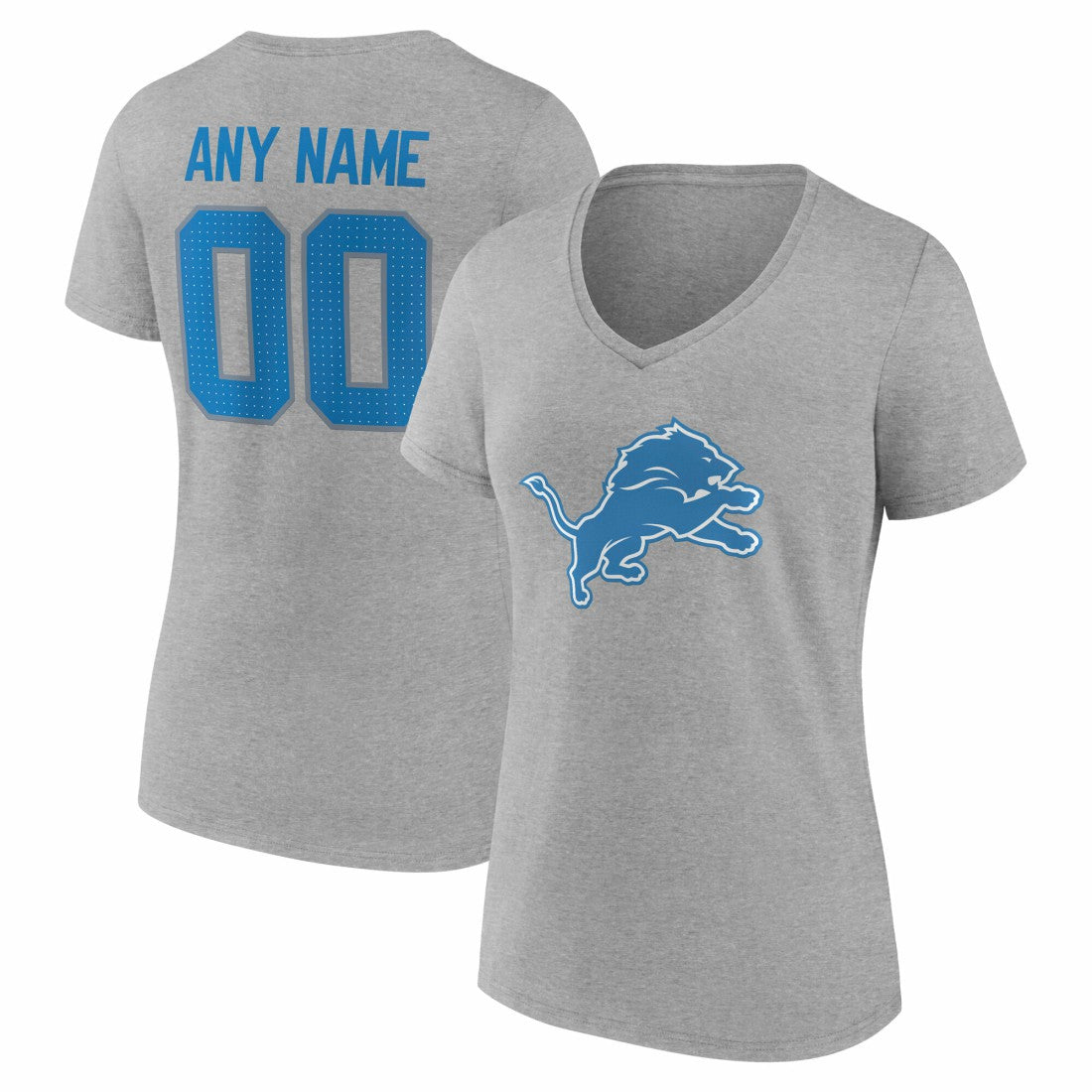 NFL Detroit Lions Women's Team Authentic Personalized Name & Number V-Neck T-Shirt