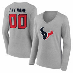NFL Houston Texans Women's Team Authentic Personalized Name & Number Long Sleeve V-Neck T-Shirt