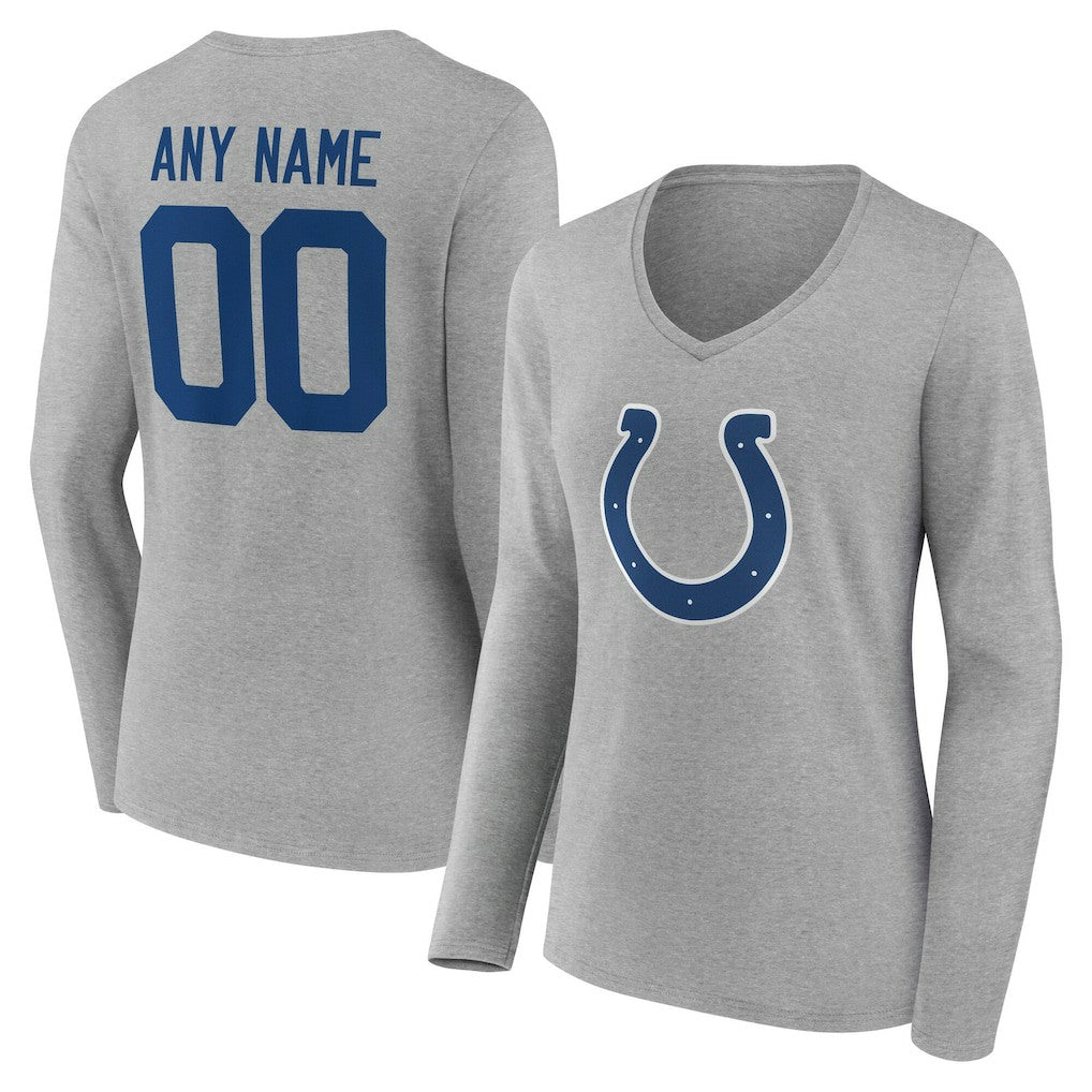 NFL Indianapolis Colts Women's Team Authentic Personalized Name & Number Long Sleeve V-Neck T-Shirt