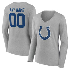 NFL Indianapolis Colts Women's Team Authentic Personalized Name & Number Long Sleeve V-Neck T-Shirt