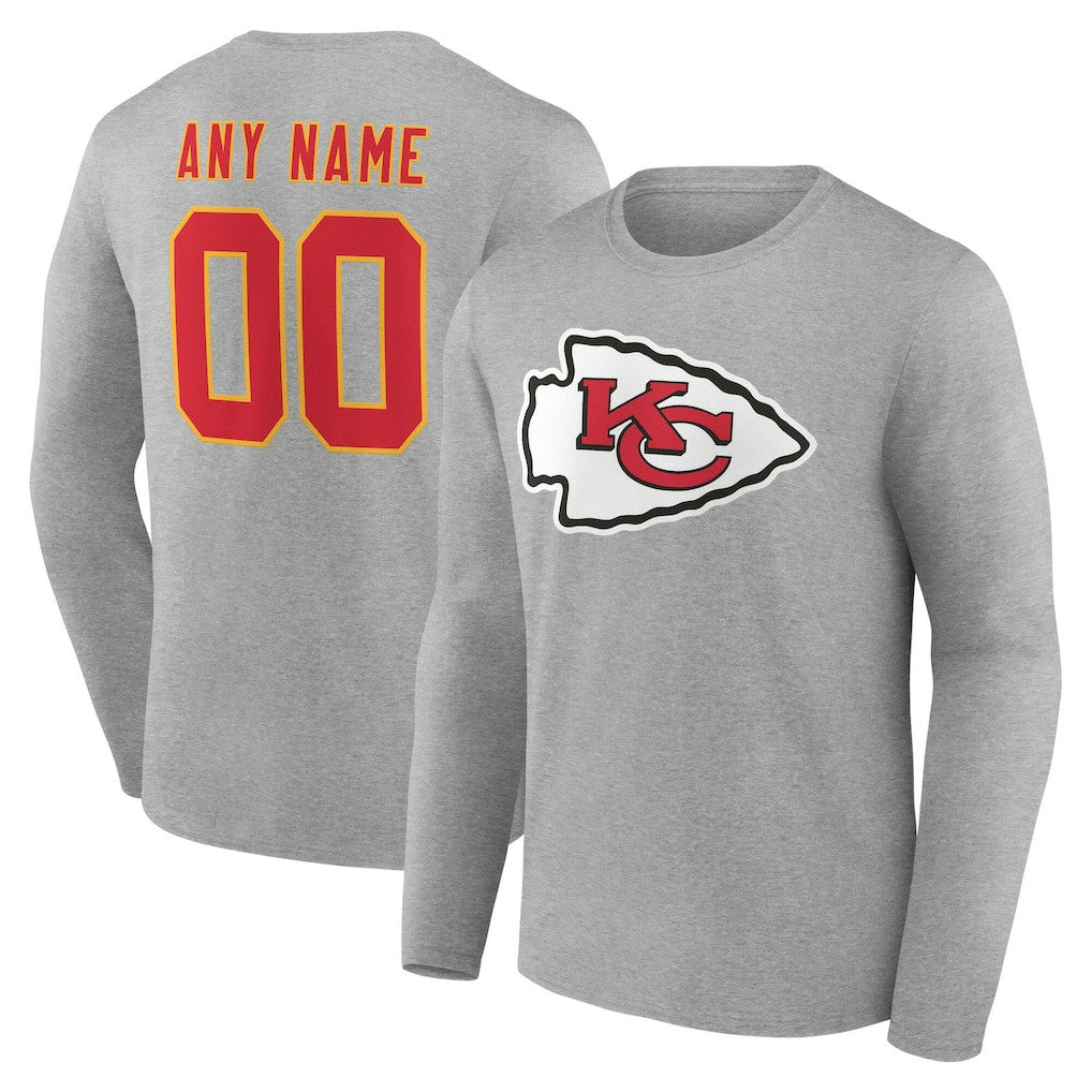 NFL Kansas City Chiefs Team Authentic Personalized Name & Number Long Sleeve T-Shirt