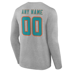 NFL Miami Dolphins Team Authentic Personalized Name & Number Long Sleeve T-Shirt