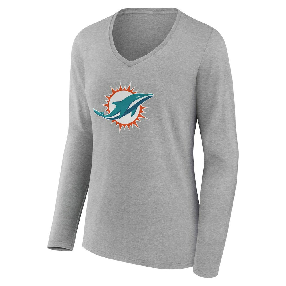 NFL Miami Dolphins Women's Team Authentic Personalized Name & Number Long Sleeve V-Neck T-Shirt