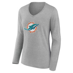 NFL Miami Dolphins Women's Team Authentic Personalized Name & Number Long Sleeve V-Neck T-Shirt