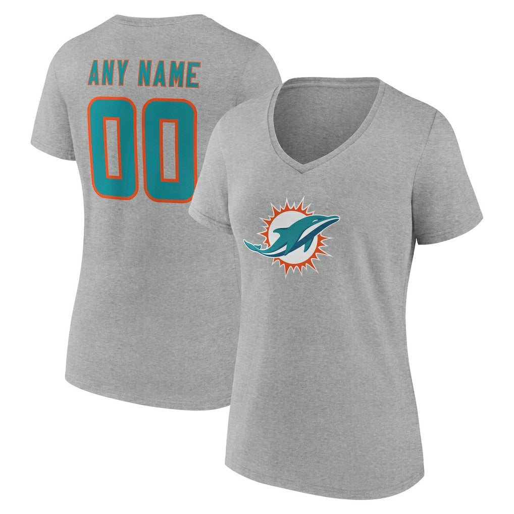 NFL Miami Dolphins Women's Team Authentic Personalized Name & Number V-Neck T-Shirt