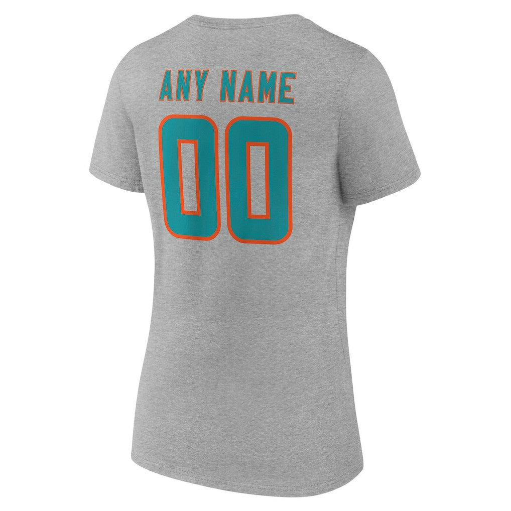 NFL Miami Dolphins Women's Team Authentic Personalized Name & Number V-Neck T-Shirt