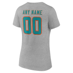 NFL Miami Dolphins Women's Team Authentic Personalized Name & Number V-Neck T-Shirt