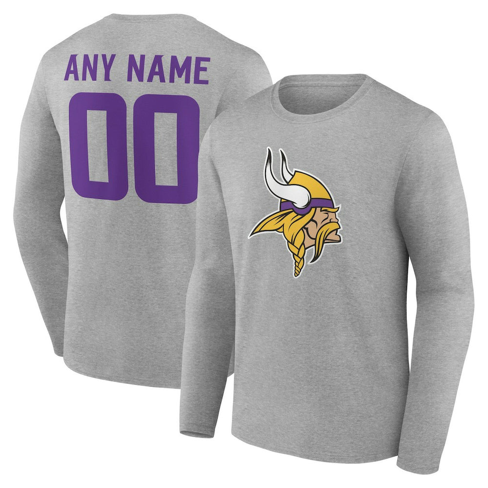 NFL Minnesota Vikings Team Authentic Personalized Name & Number Long Sleeve T-Shirt