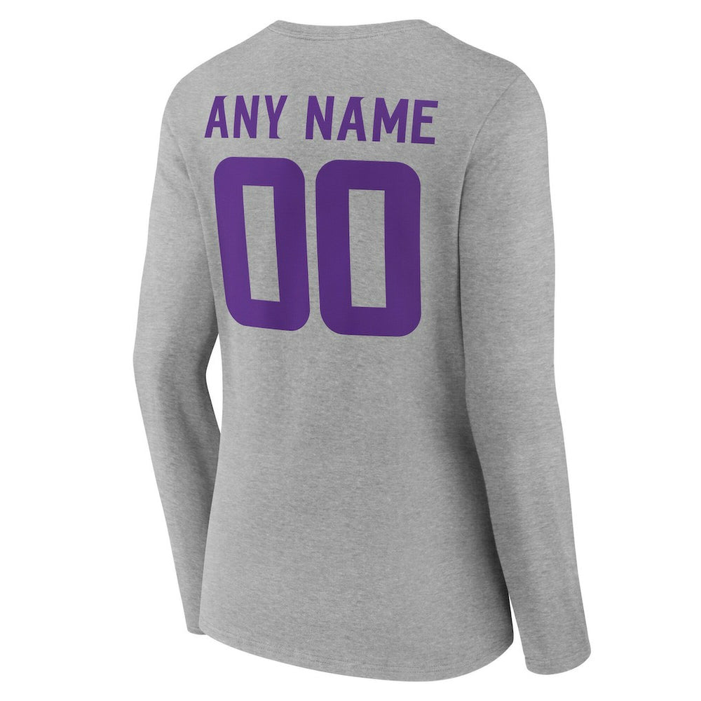 NFL Minnesota Vikings Women's Team Authentic Personalized Name & Number Long Sleeve V-Neck T-Shirt