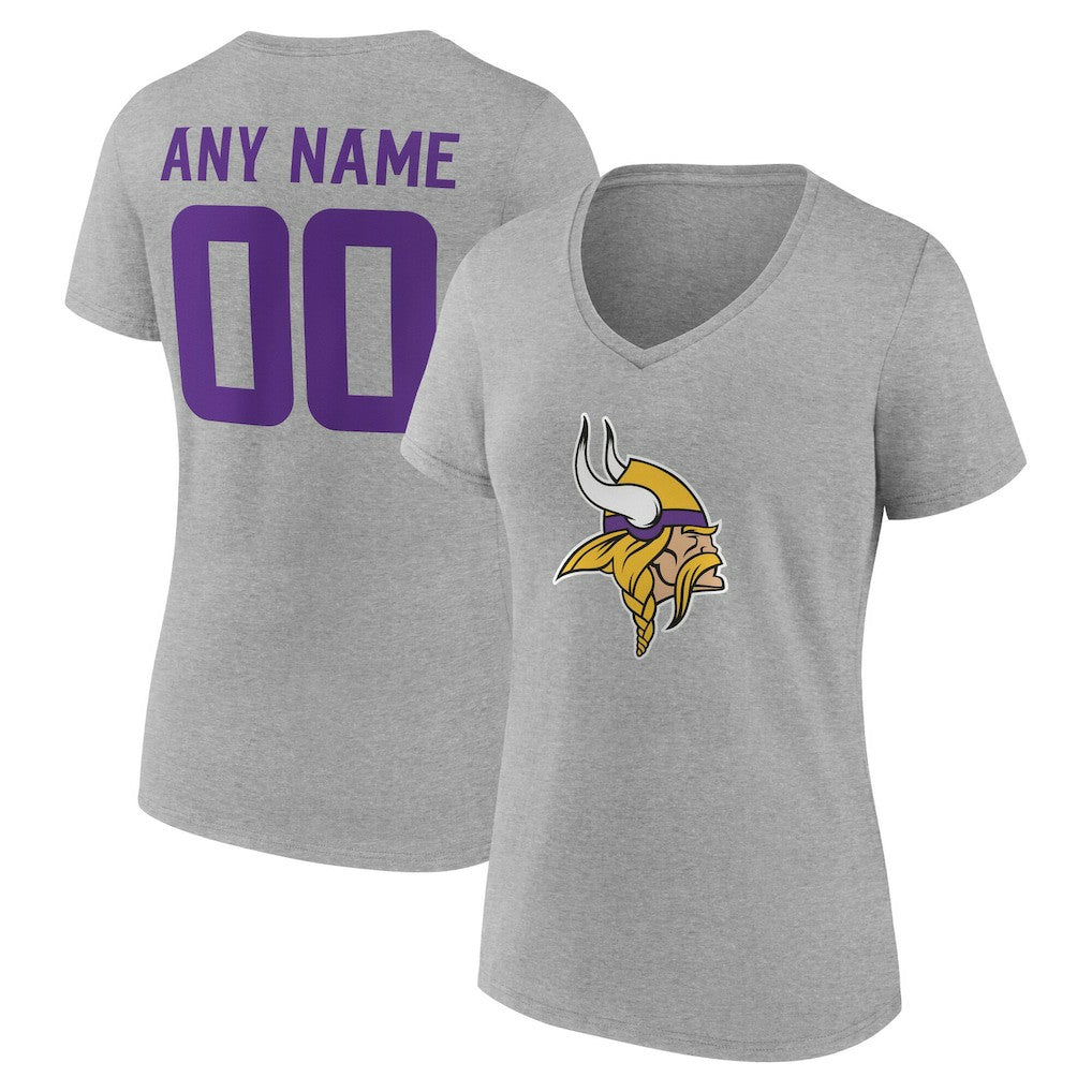 NFL Minnesota Vikings Women's Team Authentic Personalized Name & Number V-Neck T-Shirt