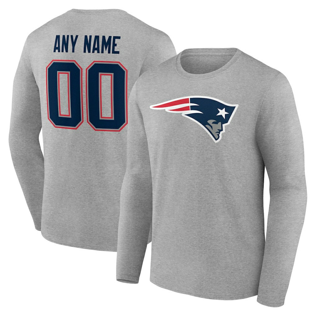 NFL New England Patriots Team Authentic Personalized Name & Number Long Sleeve T-Shirt