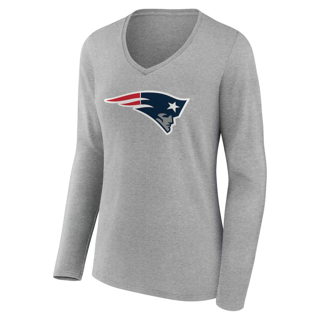 NFL New England Patriots Women's Team Authentic Personalized Name & Number Long Sleeve V-Neck T-Shirt