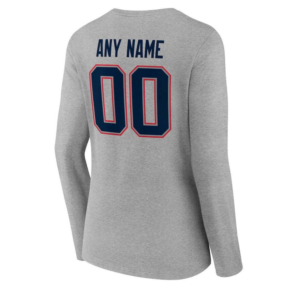 NFL New England Patriots Women's Team Authentic Personalized Name & Number Long Sleeve V-Neck T-Shirt