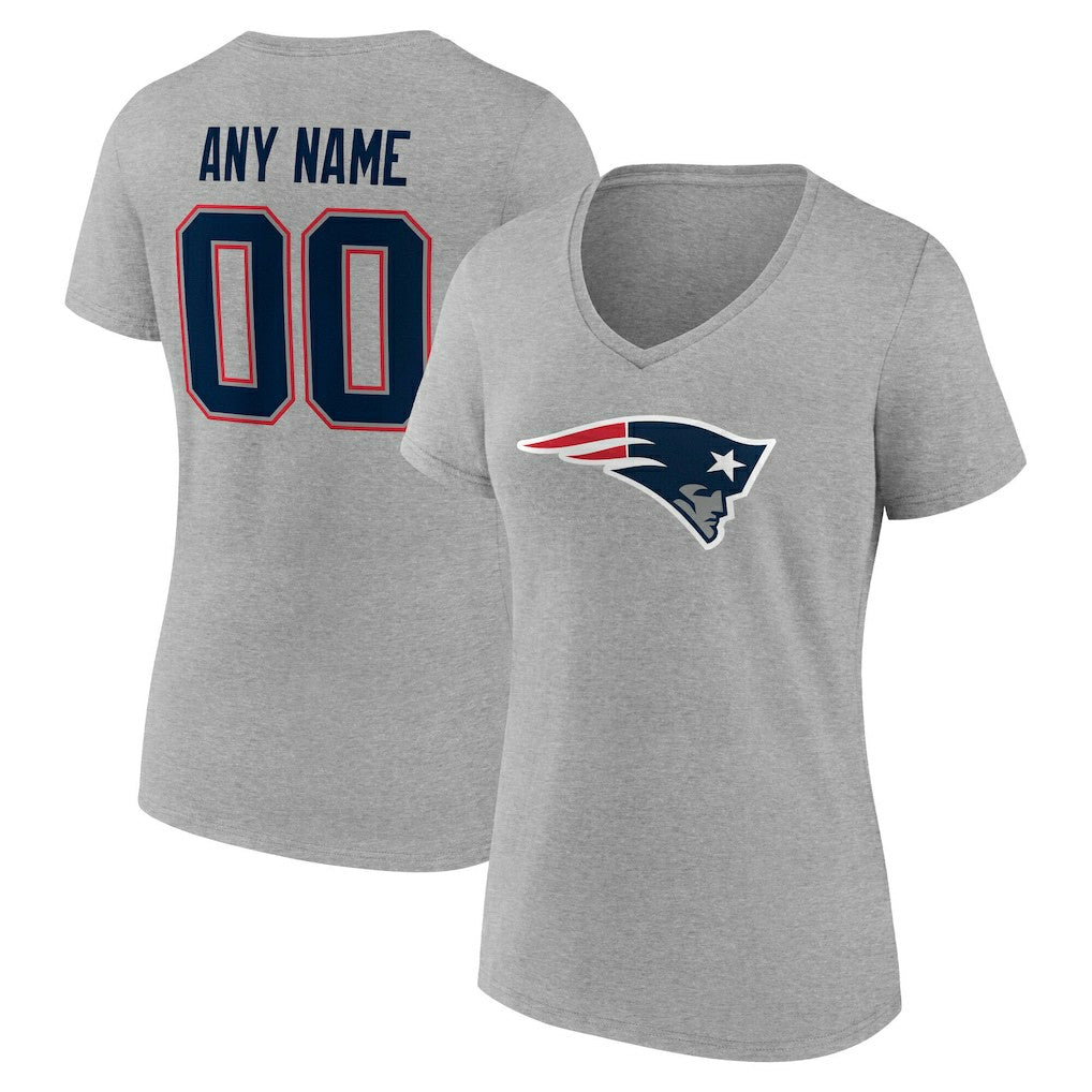 NFL New England Patriots Women's Team Authentic Personalized Name & Number V-Neck T-Shirt