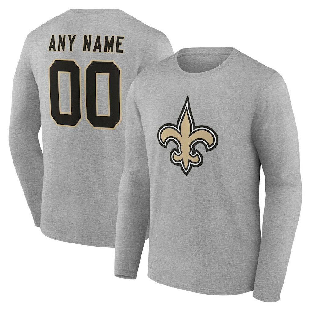 NFL New Orleans Saints Team Authentic Personalized Name & Number Long Sleeve T-Shirt
