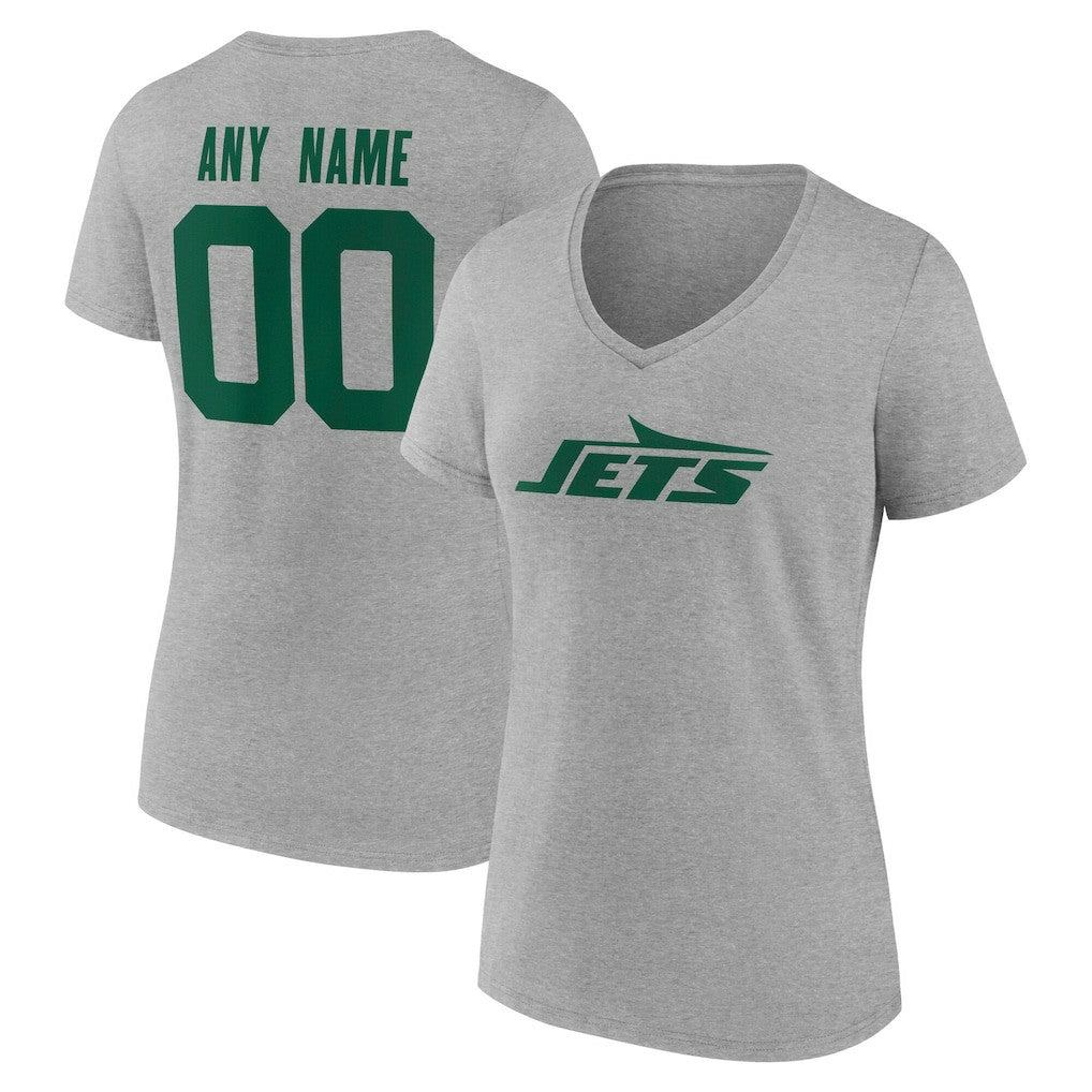 NFL New York Jets Women's Team Authentic Personalized Name & Number V-Neck T-Shirt