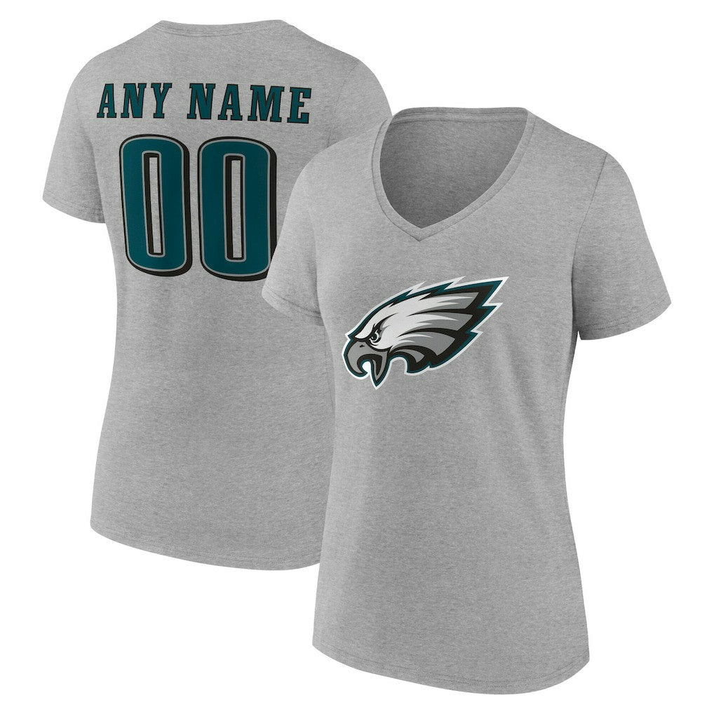 NFL Philadelphia Eagles Women's Team Authentic Personalized Name & Number V-Neck T-Shirt