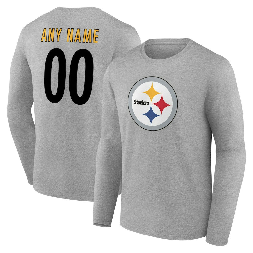 NFL Pittsburgh Steelers Team Authentic Personalized Name & Number Long Sleeve T-Shirt