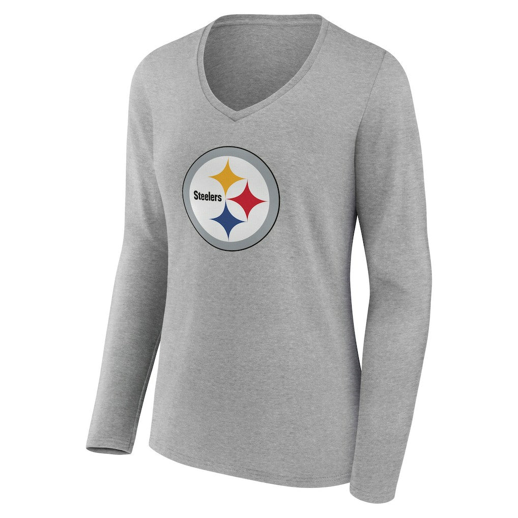 NFL Pittsburgh Steelers Women's Team Authentic Personalized Name & Number Long Sleeve V-Neck T-Shirt